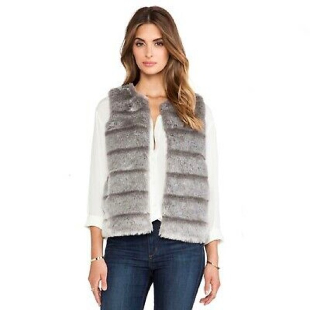 JOIE Andrina Y2K Faux Fur Open Vest Cardigan - Picture 4 of 10